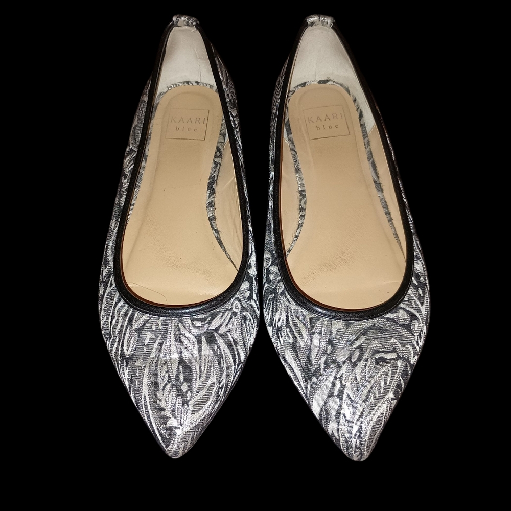 Kaari Blue Women's Elegant Black and Silver Flats